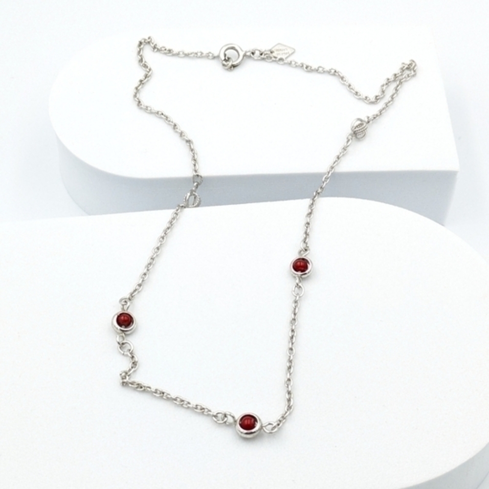 5/25$  Silver Necklace with Red Accents